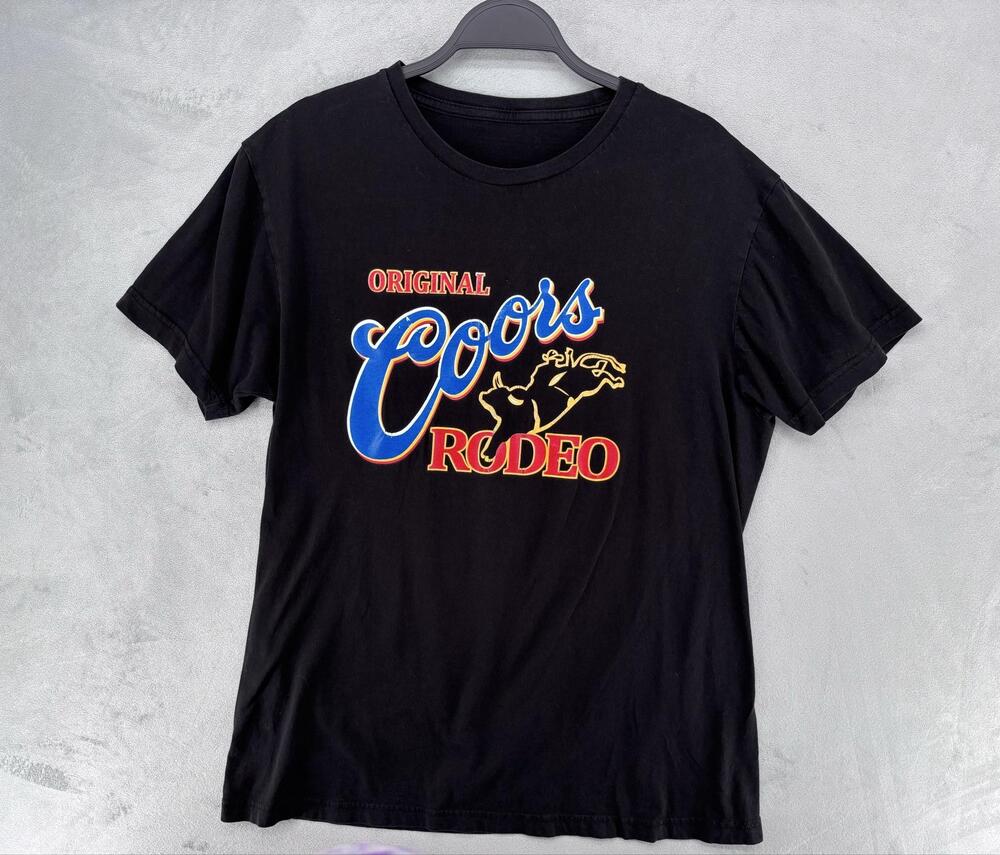Coors Shirt Mens Black Original Coors Rodeo Graphic Logo Cotton Tee